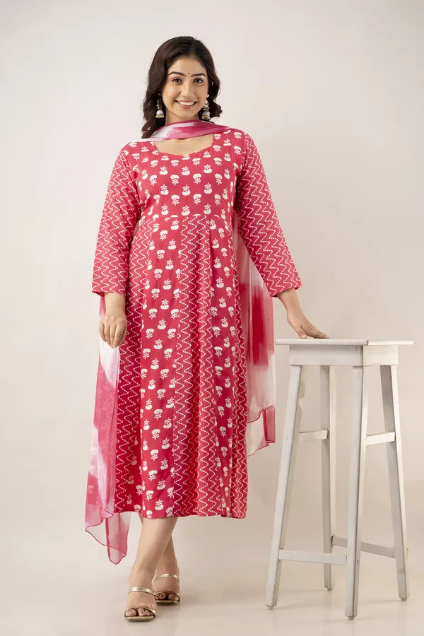 Women_Cotton_And_Rayon_Printed_Anarkali_Kurta_And_Dupatta_Set